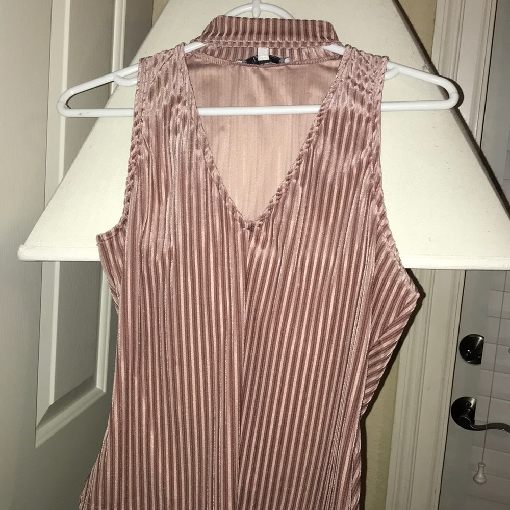 Pink velvet neck wrap tank top